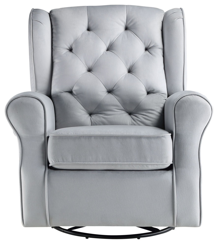 ACME Zeger Swivel Chair with Glider in Gray Fabric   Transitional   Recliner Chairs   by Acme Furniture  Houzz