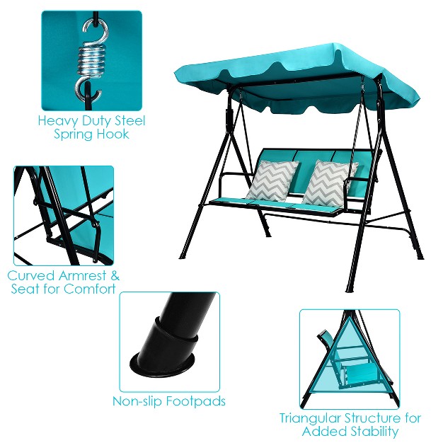 Costway 3 Person Patio Swing Canopy Yard Furniture