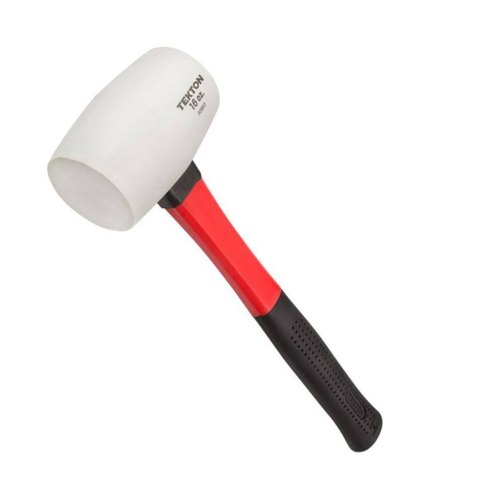 TEKTON 16 oz. Fiberglass Handle White Rubber Mallet 30653