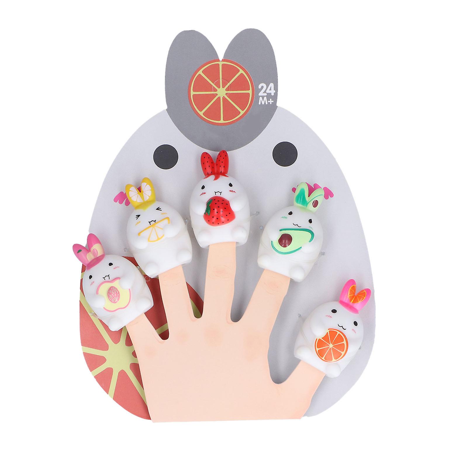 Rabbit Finger Puppets Silicone Relief Teether Pain Bath Animal Finger Dolls For Toddlers