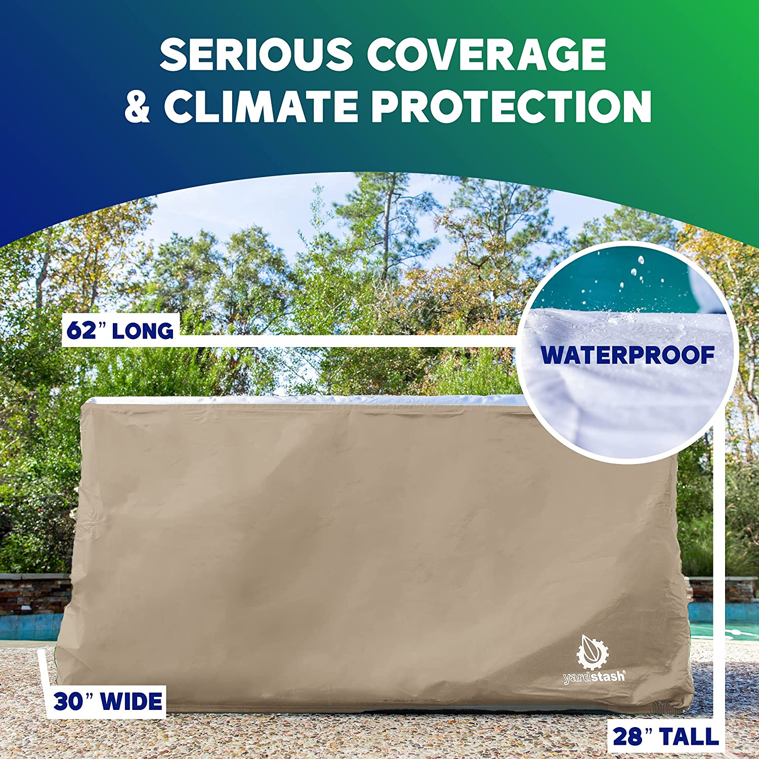 YardStash Heavy Duty Waterproof Deck Box Cover, Beige