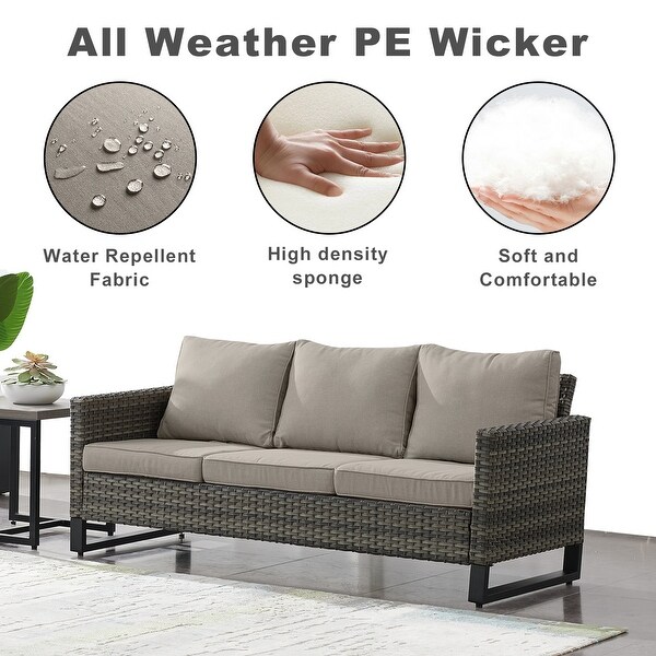 Patio Sofa Chair Set with Propane Fire Pit Table