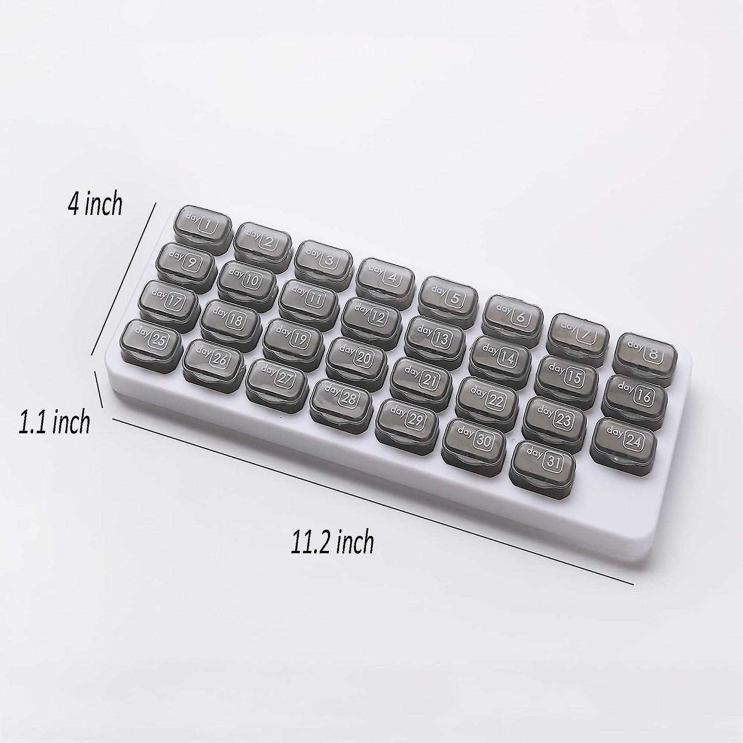 Monthly 31 Compartments Pill Organizer Day Pill Organizer For Medicine Vitamin Holder Container (grey)