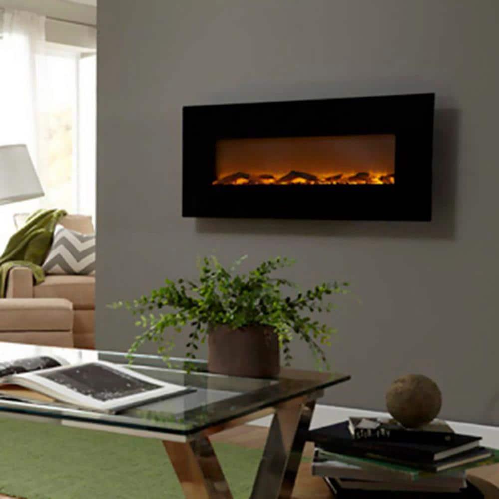 EdenBranch 50 in LED WallMounted Electric Fireplace with Log Wood Effect