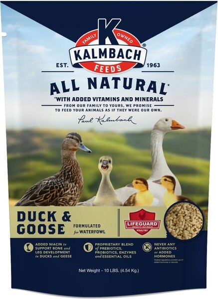 Kalmbach Feeds 18% All Natural Duck and Goose Water Fowl Mini Pellet Feed， 10-lb bag