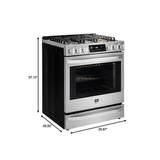 LG STUDIO 30 in. 6.3 cu. ft. Smart Slide-In Gas Range with ProBake Convection Oven and Self-Clean in Stainless Steel LSSG3017ST