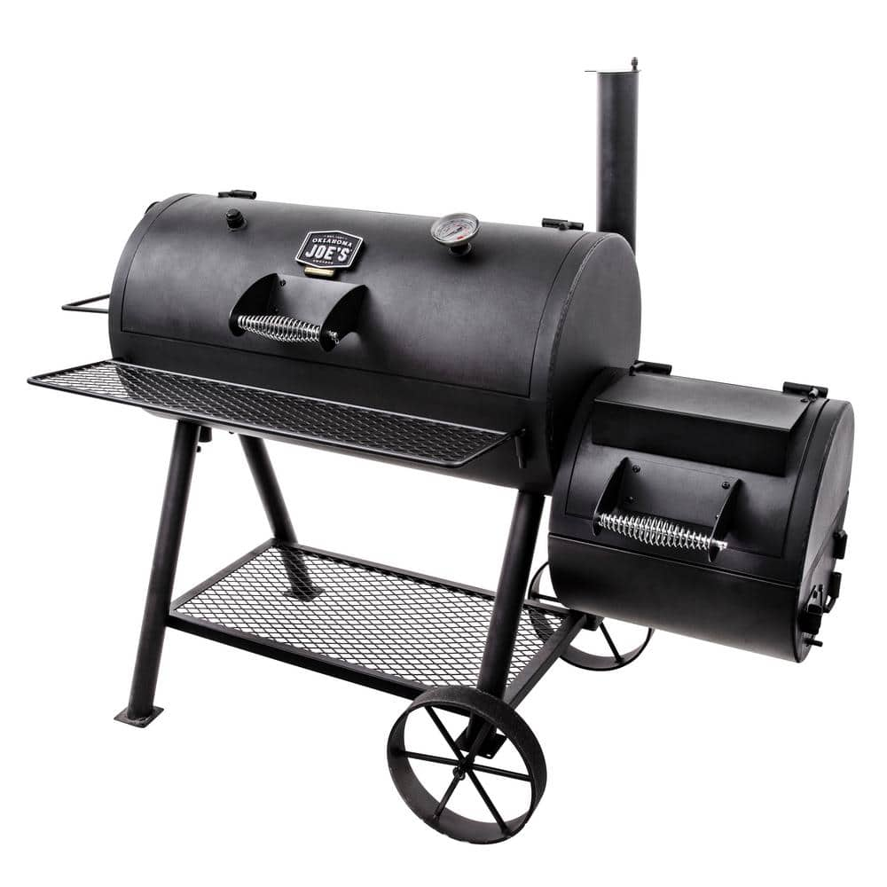 OKLAHOMA JOE'S Highland Reverse Flow Offset Charcoal Smoker and Grill in Black with 900 sq. in. Cooking Space 17202052