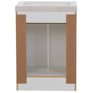 Glacier Bay Everdean 24.5 in. W x 18.8 in. D x 34.4 in. H Freestanding Bath Vanity in White with White Cultured Marble Top EV24P2-WH