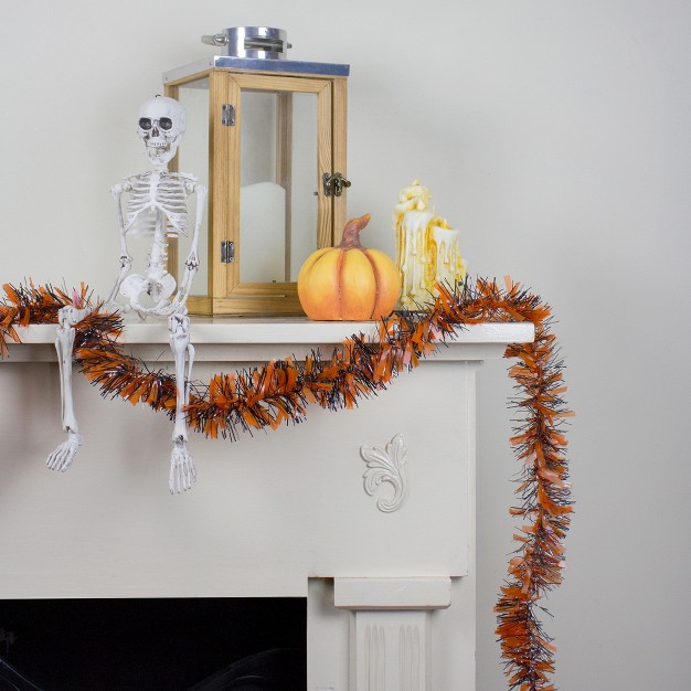 Northlight 50 x27 Orange And Black Halloween Tinsel Garland Unlit