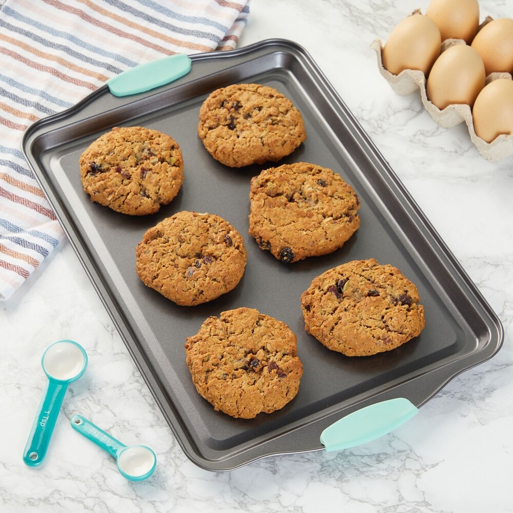 Set of 3 Nonstick Cookie Sheets for Baking  Bakeware Pans with Silicone Rubber Handles (10 x 14 Inches)