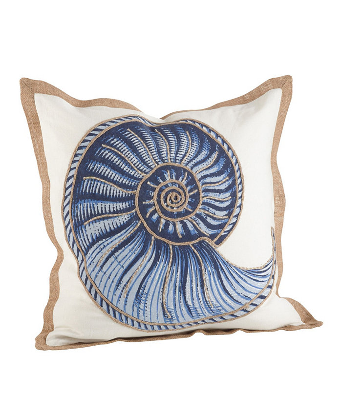 Saro Lifestyle Nautilus Spiral Shell Decorative Pillow， 20 x 20