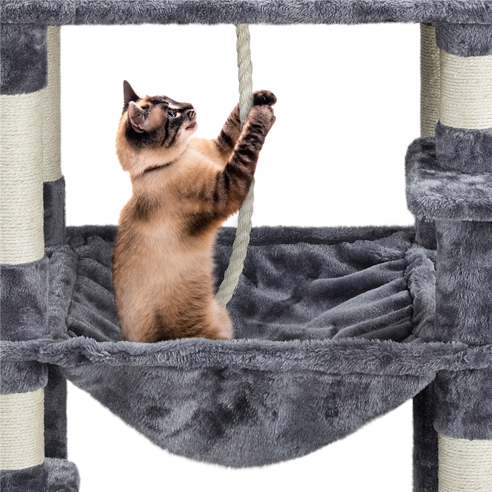 YaheeTech 59-in Cat Tree and Condo Scratching Post Tower， Dark Gray