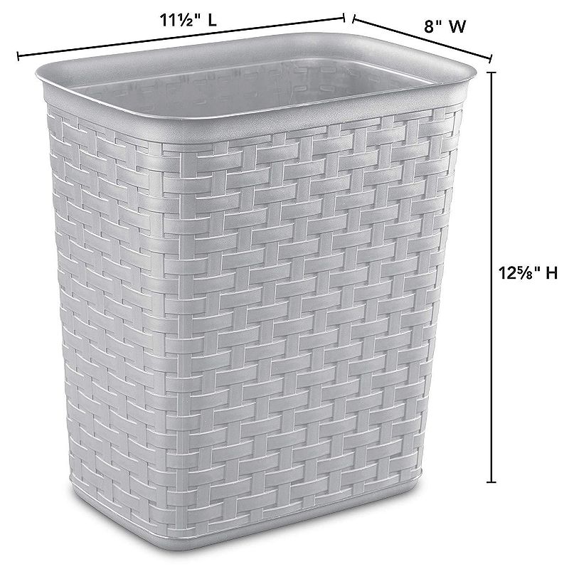 Sterilite 3.4 Gallon/13 Liter Decorative Weave Wastebasket， Cement (6 Pack)