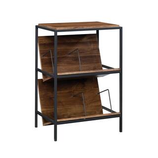 SAUDER Nova Loft 36 in. Grand Walnut Metal and Engineered Wood 3-Shelf Accent Storage Bookcase 423714