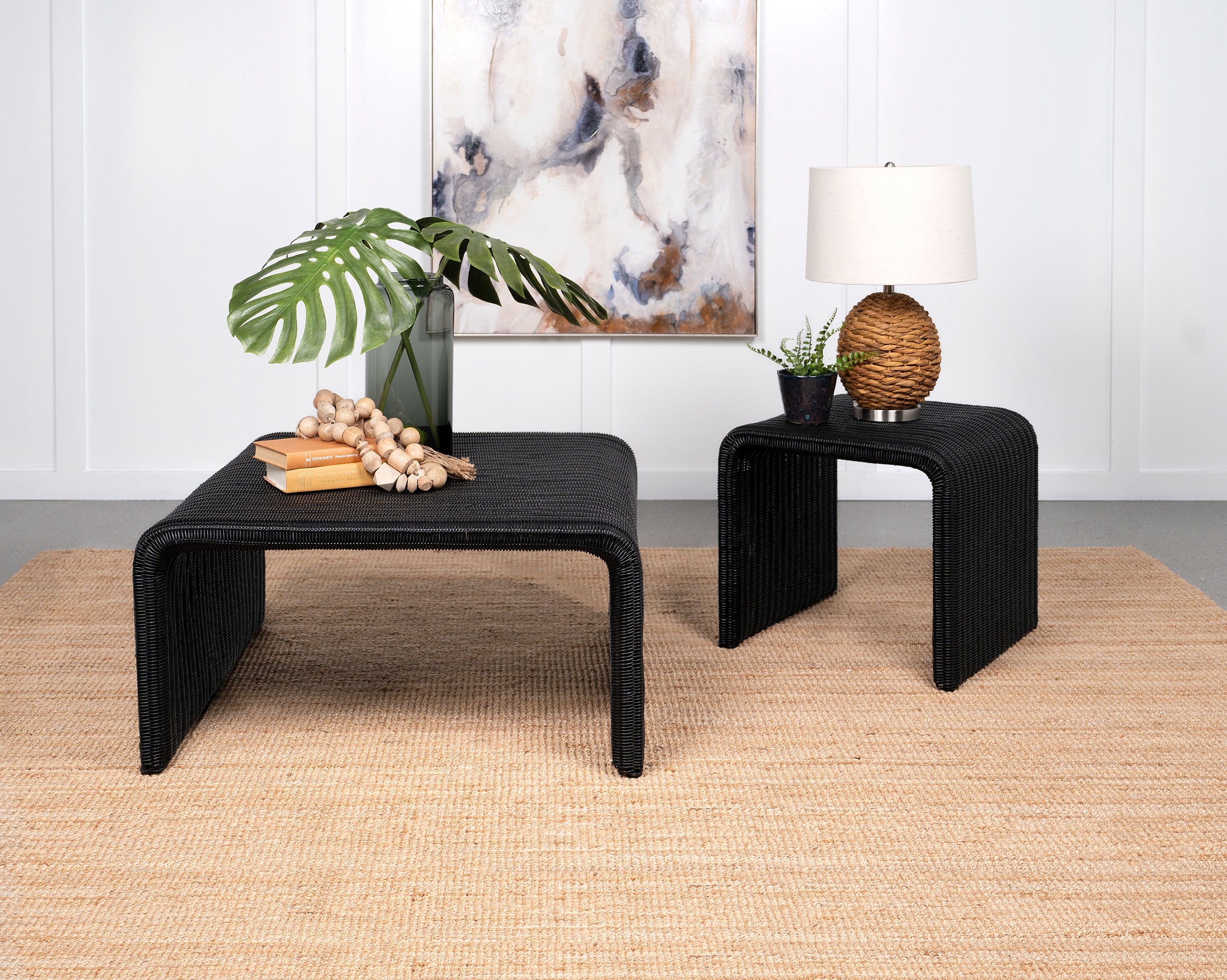 Cahya Woven Rattan Sqaure Coffee Table Black--708518