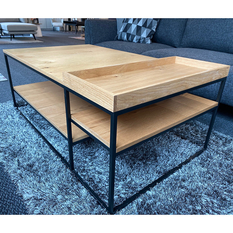 RIVOLI Coffee Table 120cm - Natural Oak & Black