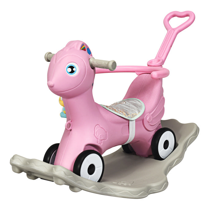 Costzon 4 in 1 Baby Rocking Horse, Ride on Push Car, Push and Ride Racer w/ Music, Green