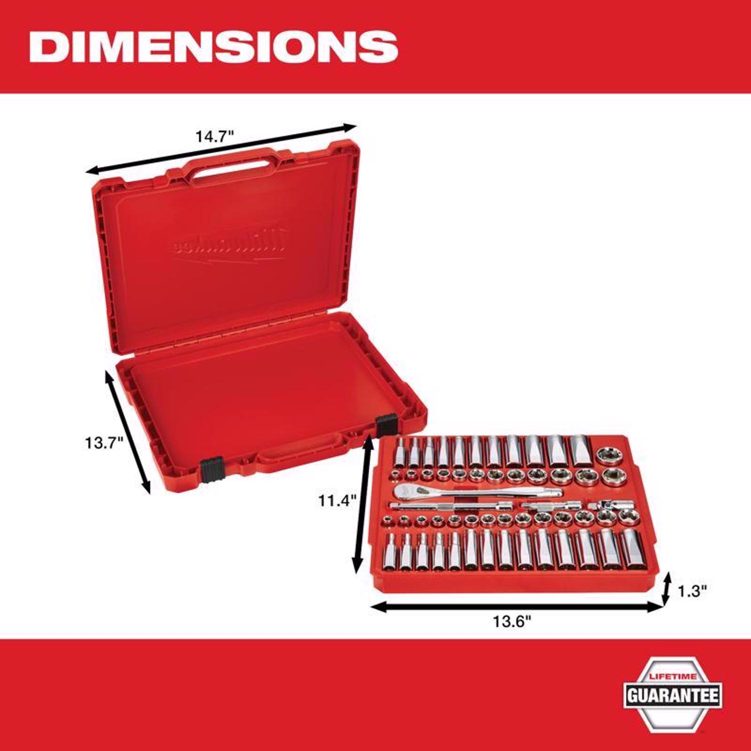 MW 3/8 in. drive Metric and SAE Mechanics Socket and Ratchet Set 56 pc