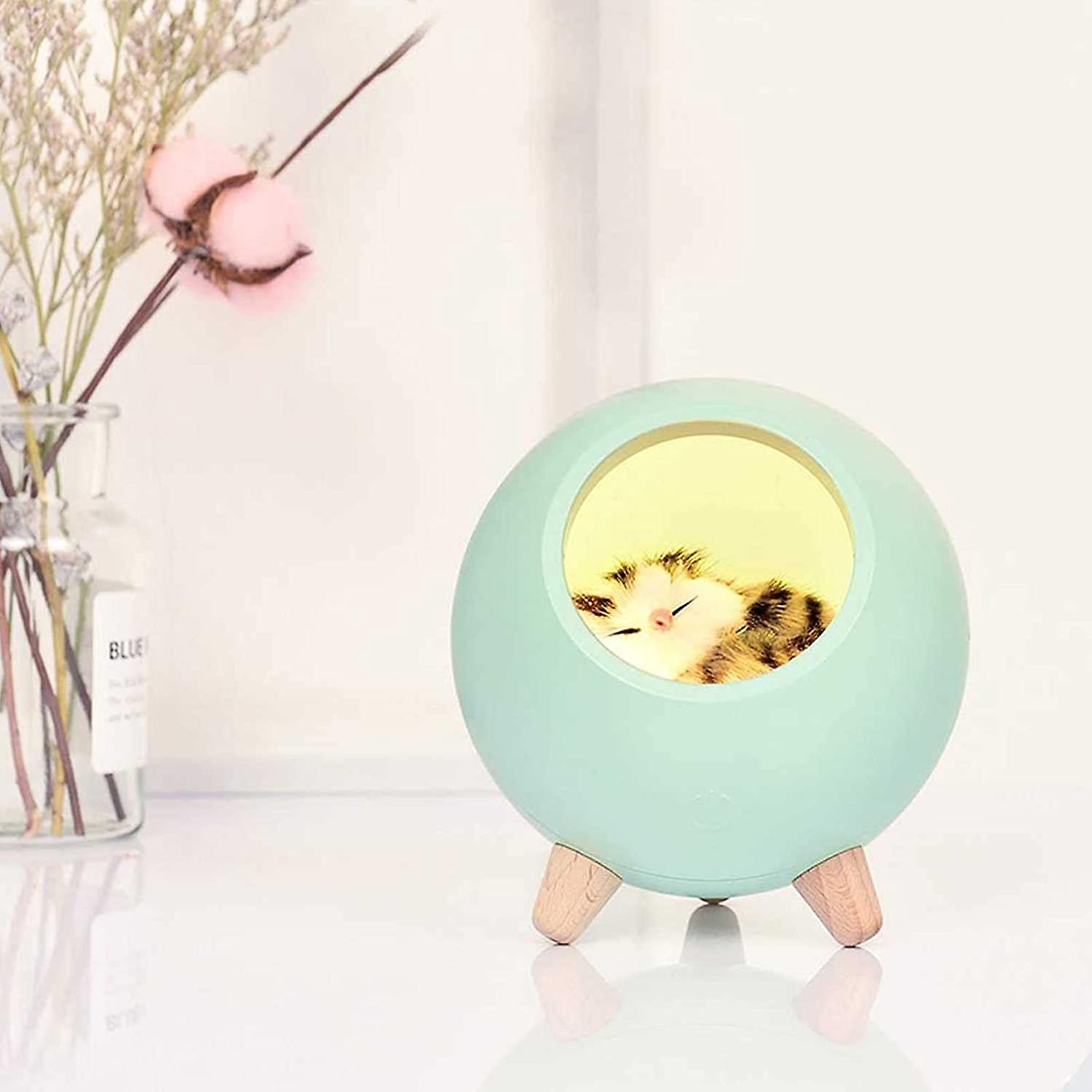 Cute Cat Led Night Light， Simulation Small Pet Cat House For Children's Room Bedside Lighting Mood Lamp Birthday Gifts