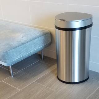 iTouchless 13 Gal. Stainless Steel Semi-Round Touchless Trash Can with AbsorbX Odor Control System Extra-Wide Opening Lid IT13HX