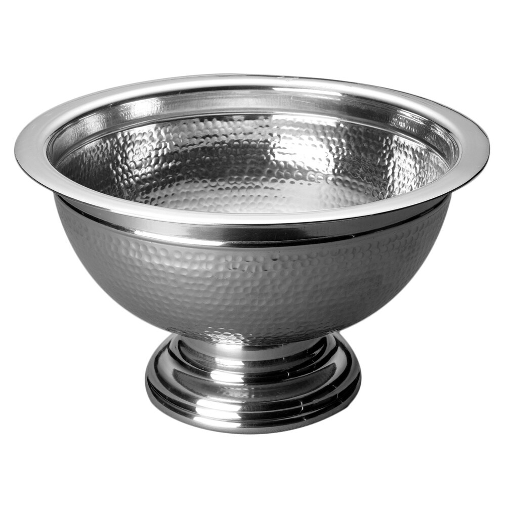 15-inch Hammered Aluminum Pedestal Punchbowl