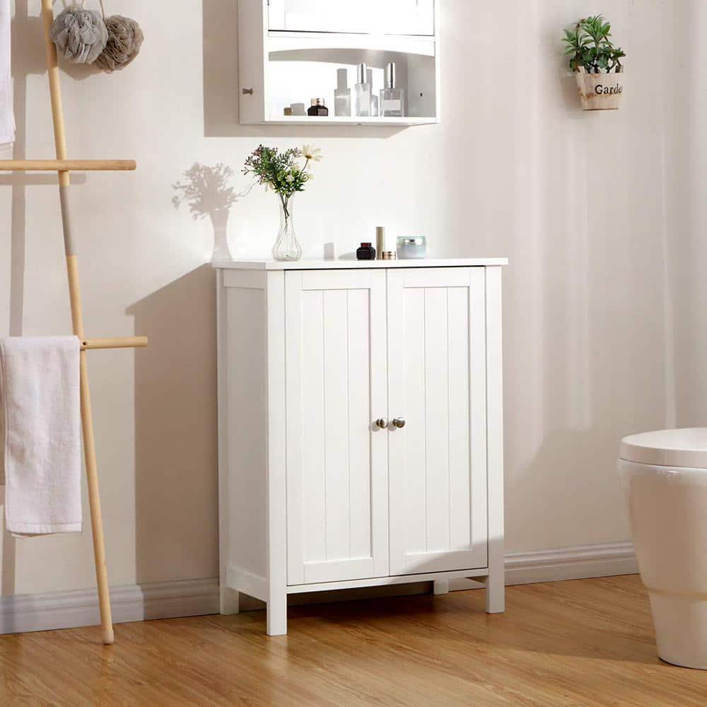 Nestfair 236 in W Bathroom Floor Storage Cabinet with Adjustable Shelf in White