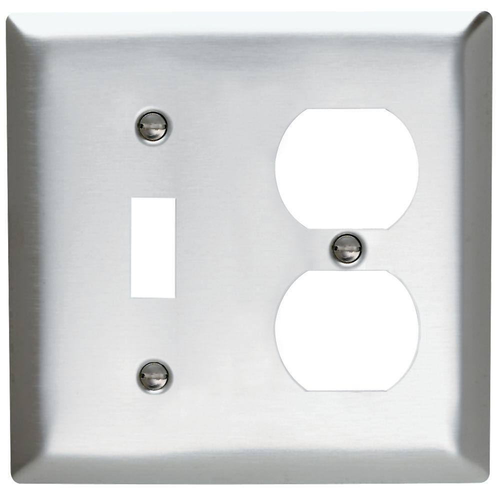 Legrand Pass  Seymour 430SS 2 Gang 1 Toggle 1 Duplex Wall Plate Stainless Steel (1-Pack) SL18CC5