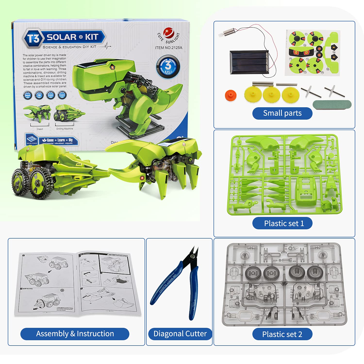 Petsta Robot Dinosaur Toys， 3-in-1 Solar Robot Kit， STEM Projects for Kids Ages 8-12， Building Games Robot Toys for 8 9 10 11 12 Year Old Boys Girls