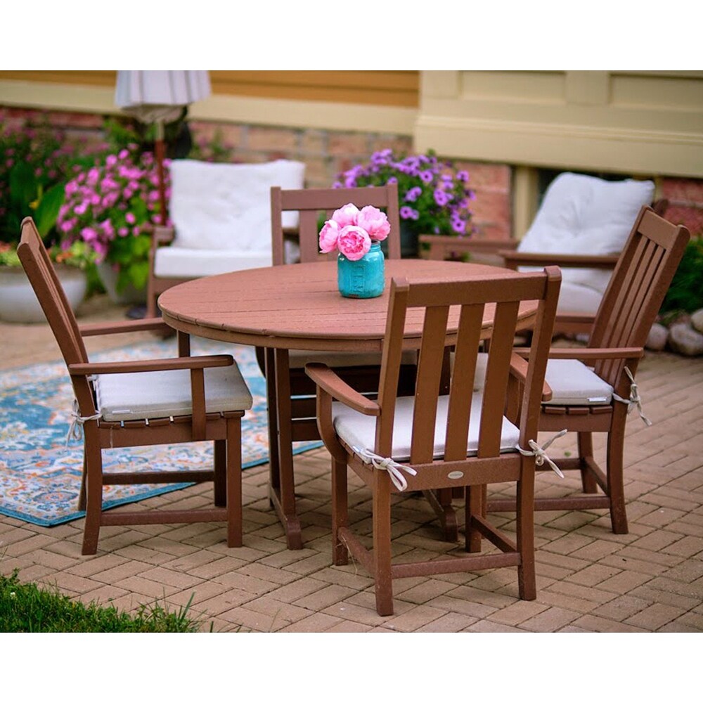 POLYWOOD Vineyard 5 Piece Round Arm Chair Dining Set   N/A