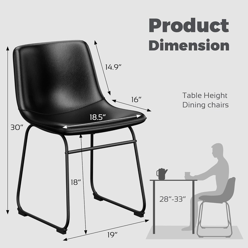 Bar Stools Set of 2 Counter Height PU Leather with Back Dining Chairs