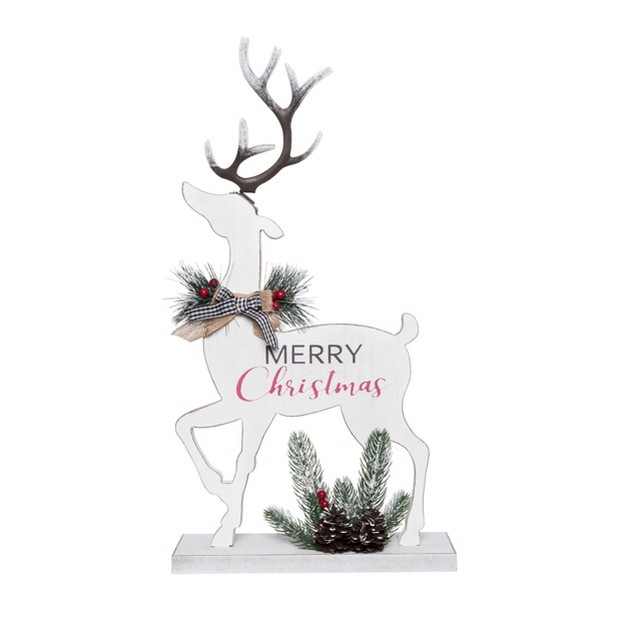 Transpac Wood 20 5 In Off white Christmas Light Up Reindeer Decor