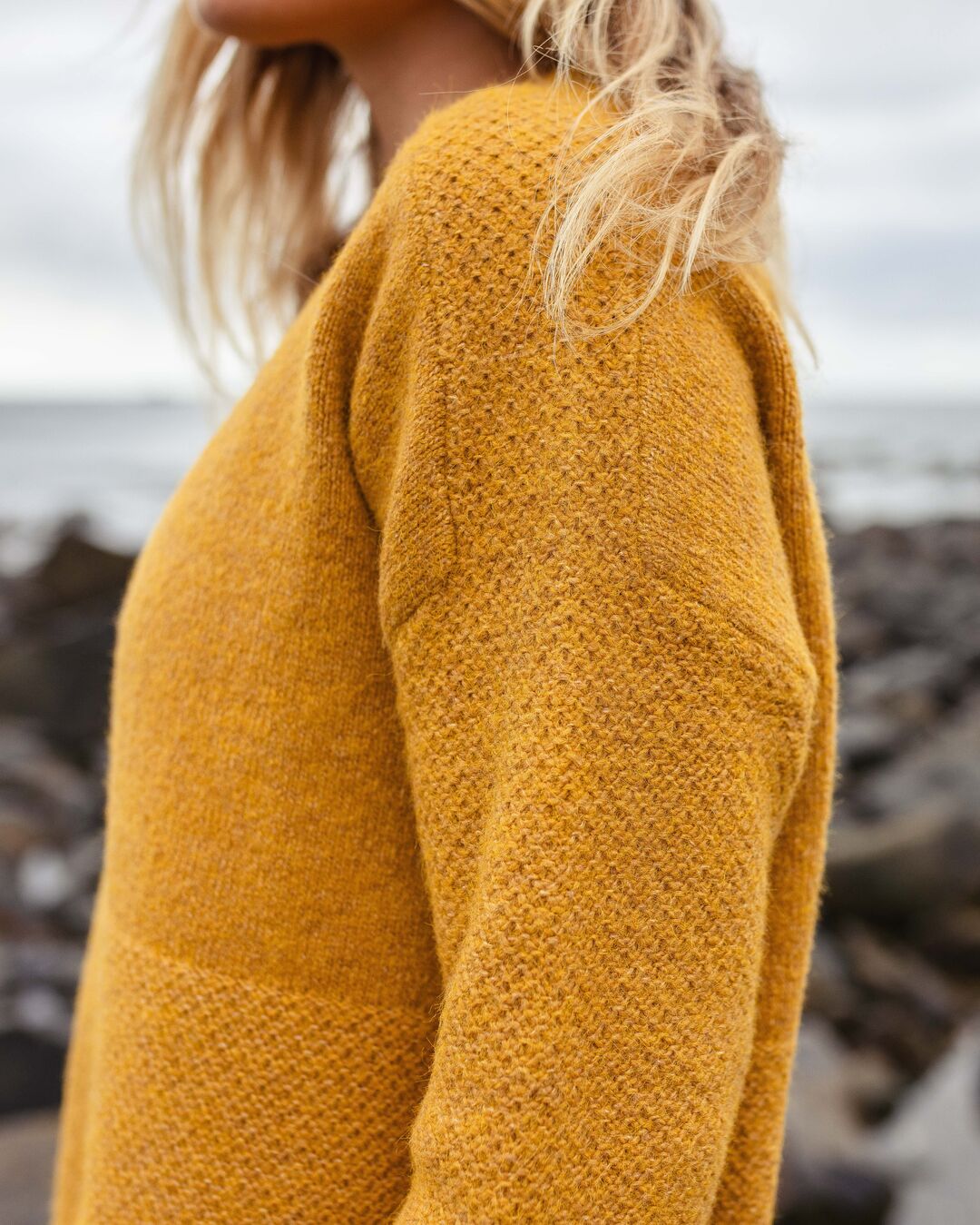 Cove Recycled Knitted Jumper - Amber Gold