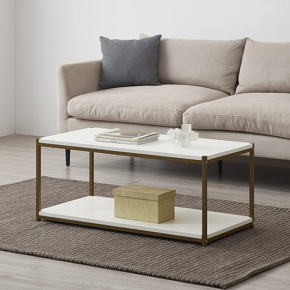 Caffoz Tall Center Table Coffee Table with Storage Shelf