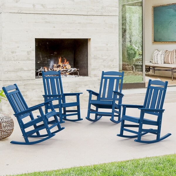 LUE BONA Plastic Outdoor Patio Adirondack Rocking Chairs For Porch Set of 4