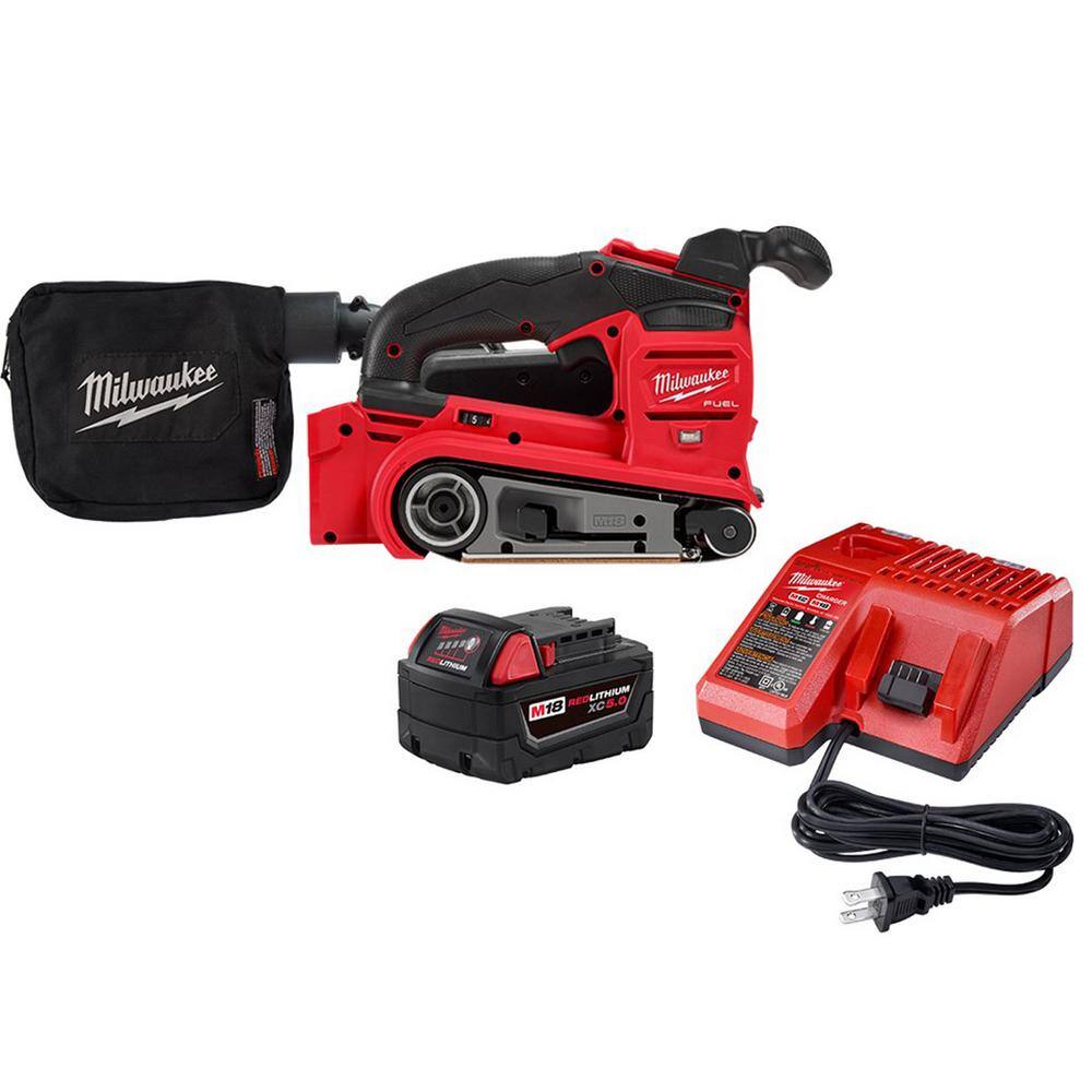 MW M18 FUEL 18-Volt Lithium-Ion Cordless Belt Sander with One 5.0 Ah Battery and Charger 2832-20-48-59-1850