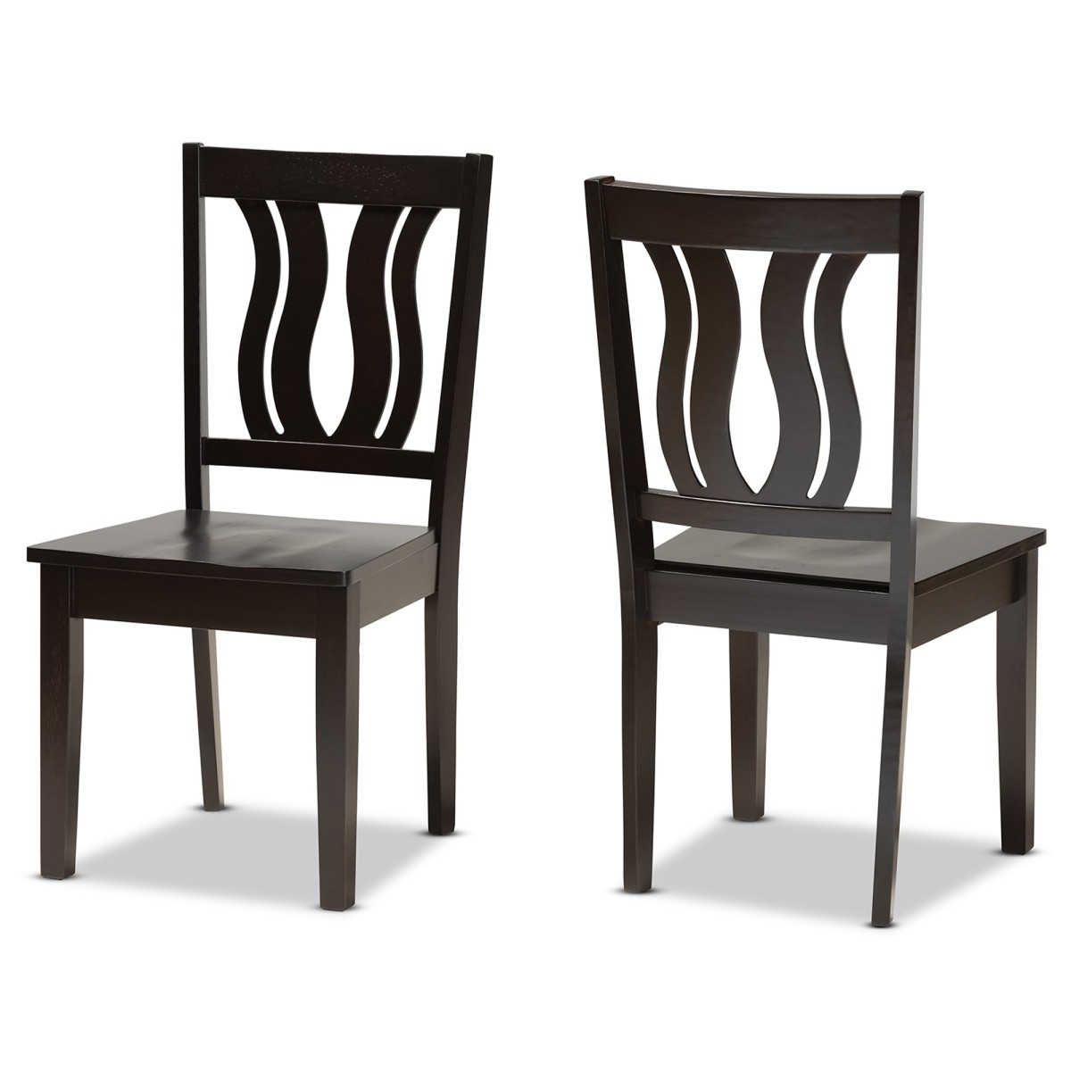 Wholesale Interiors Baxton Studio Fenton Modern and Contemporary Transitional Dark Brown Finished Wood 2-Piece Dining Chair Set