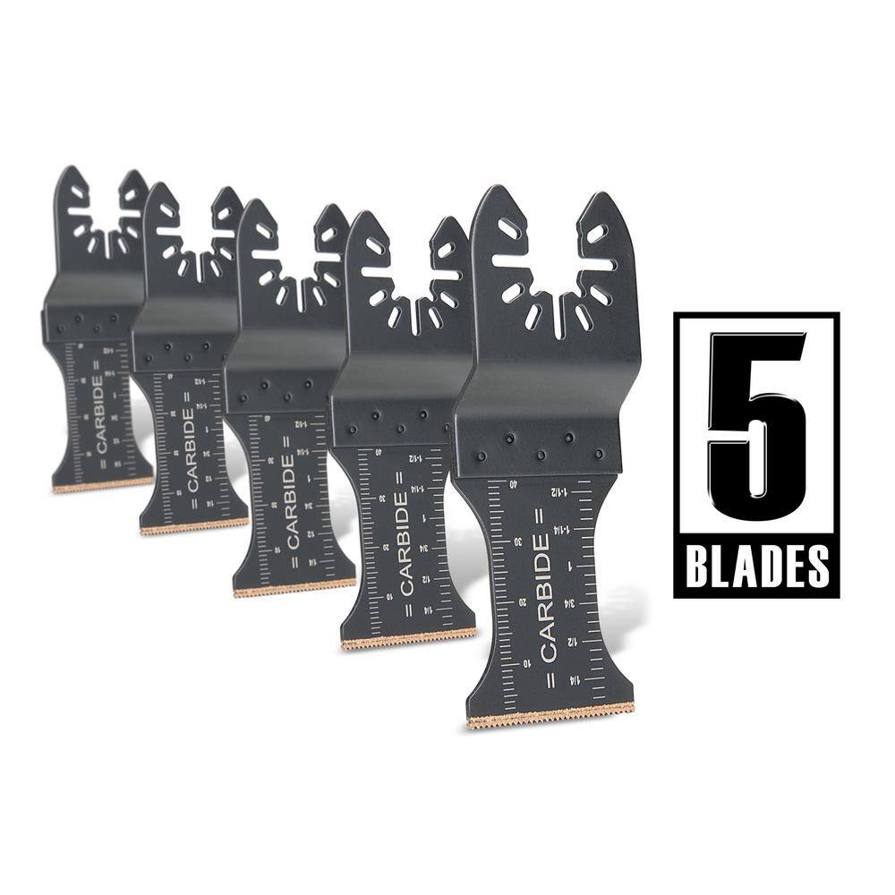 Genesis Universal 1-38 in. Quick-Fit Carbide Oscillating Multi-Tool Quick-Release Carbide Flush Cut Blade (5-Pack) GAMT541C-5