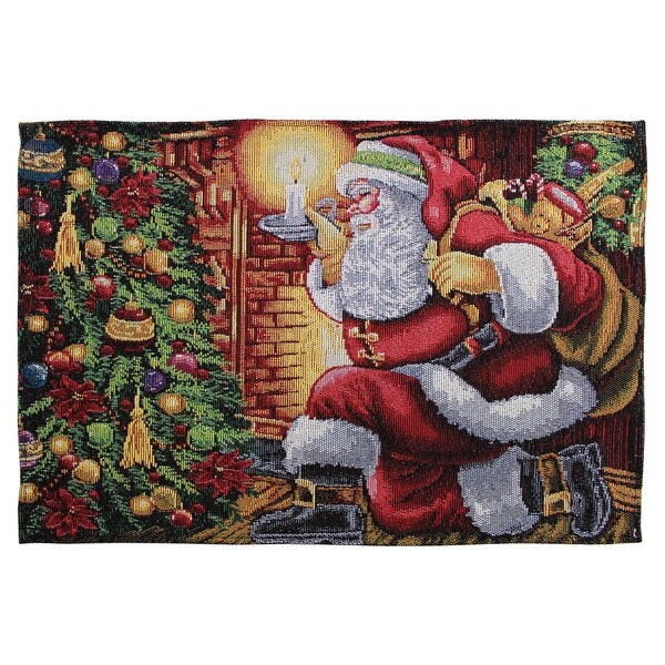 Violet Linen Seasonal Xmas Christmas Holiday Tapestry Pattern，13 X 19 Rectangler，Set of 4，Decorative Place Mats