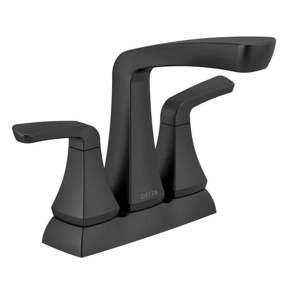 Delta Vesna 4 in Centerset 2Handle Bathroom Faucet in Matte Black