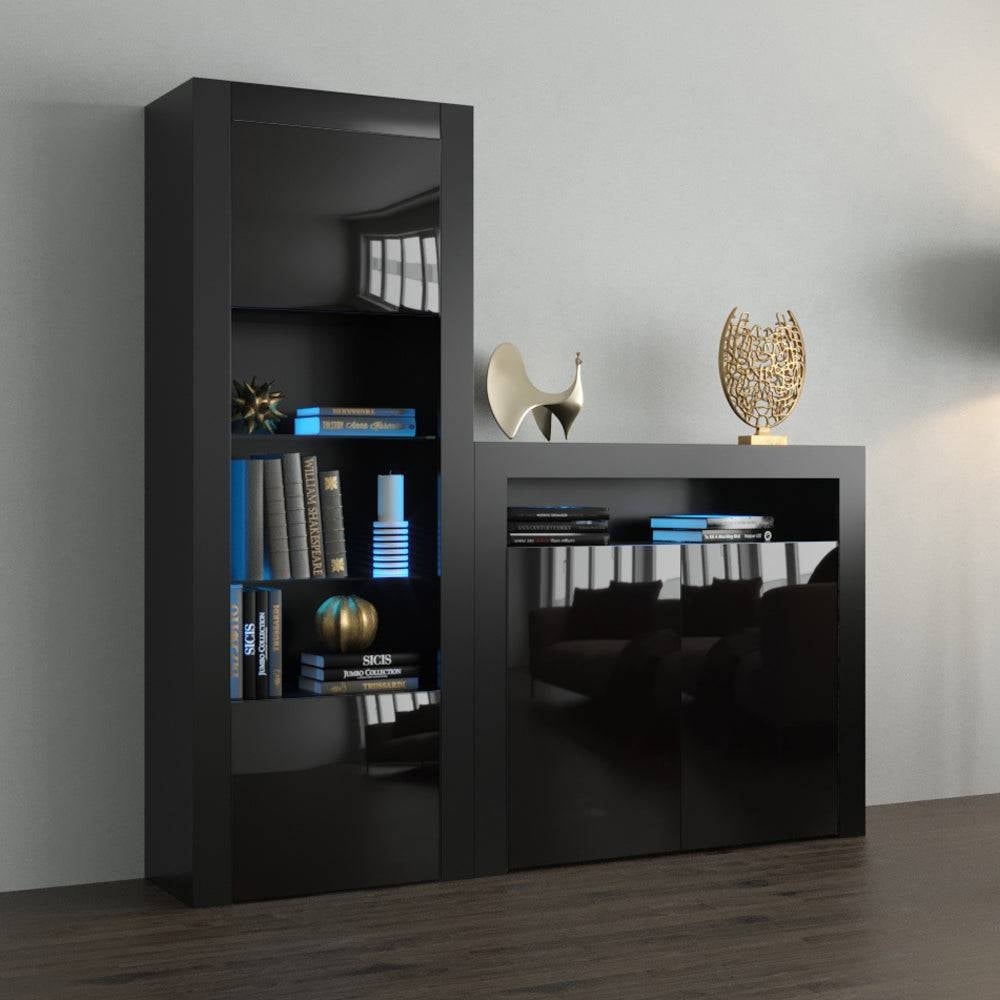 Milano Set 2D-BK Modern Wall Unit Entertainment Center