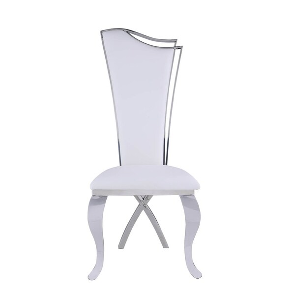 Somette White Contemporary Tall Back Side Chair， Set of 2