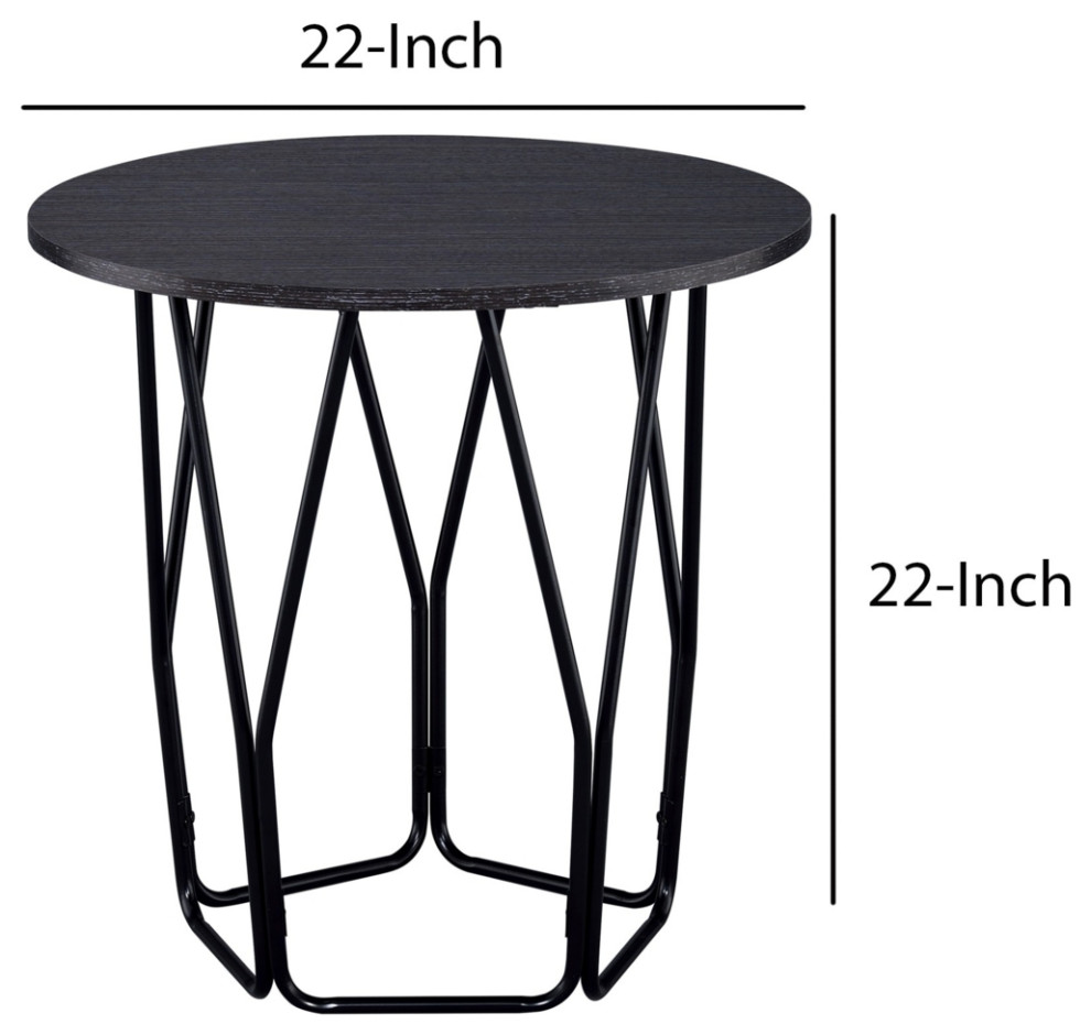 Industrial Style Wooden End Table With Metal Base Black And Brown  Saltoro   Transitional   Side Tables And End Tables   by Dot  ampBo  Houzz