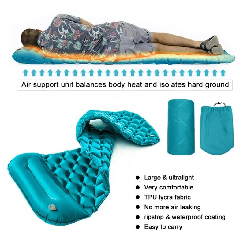 Fantastic Logo Printed Ultralight TPU Compact Backpacking Inflatable Sleeping Mat Air Mattress Camping Insulated Sleeping Pad