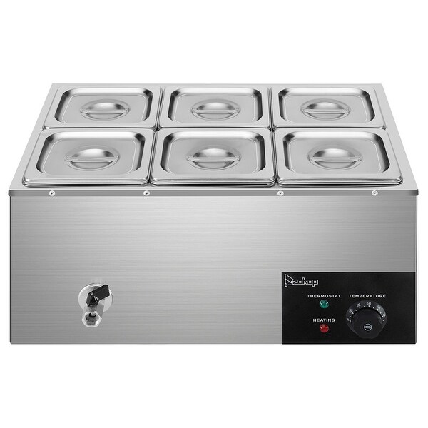 ZOKOP 1200W 19Qt Stainless Steel Small Six Plates Heating Food Warmer