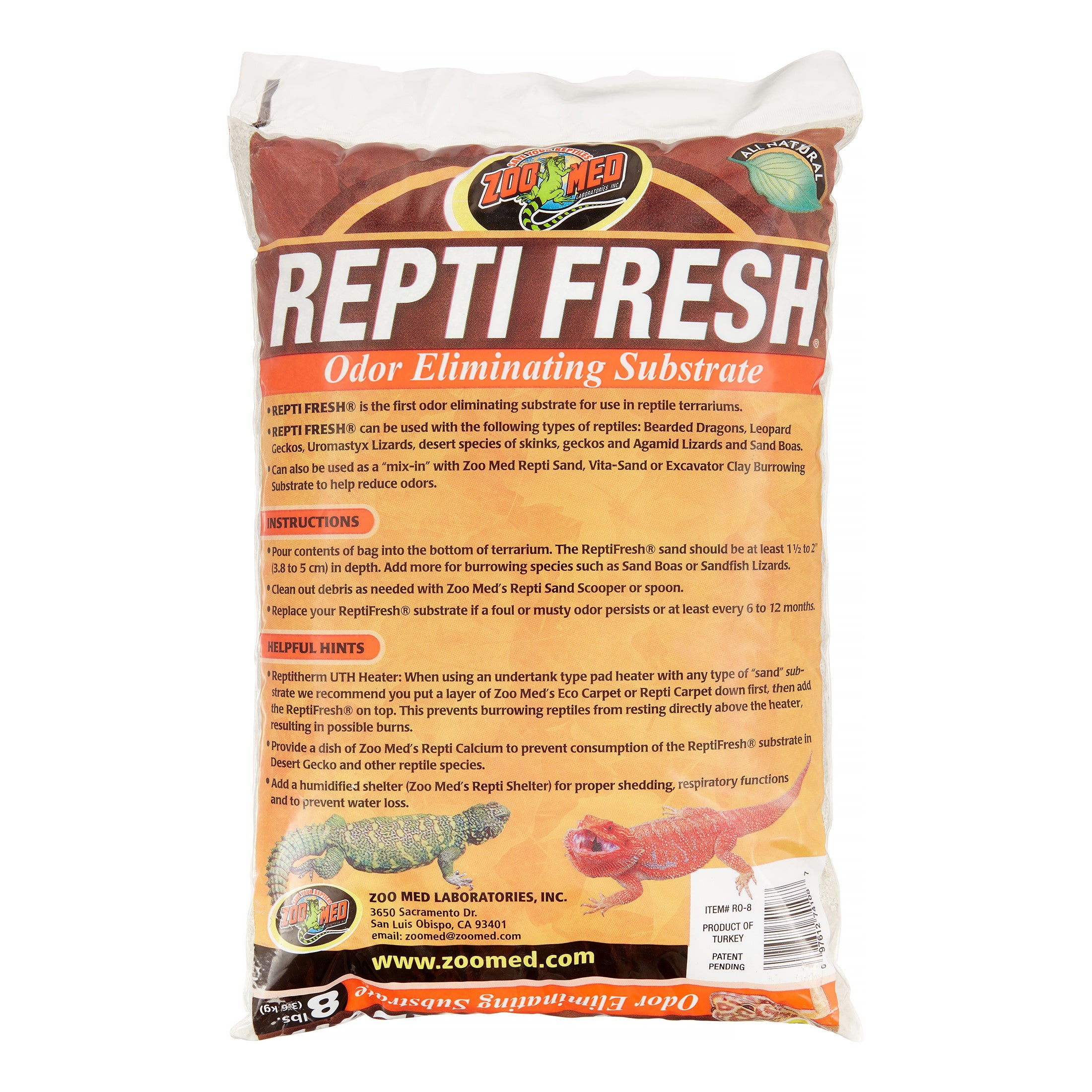 Zoo Med ReptiFresh Odor Eliminating Substrate， 8 Lb