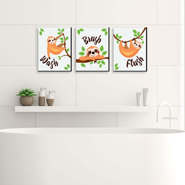 Big Dot Of Happiness Let x27 s Hang Sloth Kids Bathroom Rules Wall Art 7 5 X 10 Inches Set Of 3 Signs Wash Brush Flush