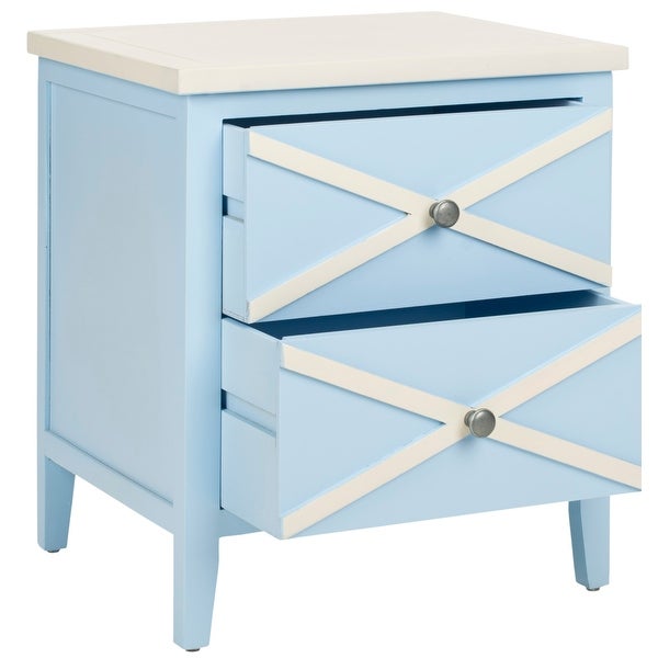 SAFAVIEH Sherrilyn Light Blue/ White Storage 2-drawer Side Table - 0