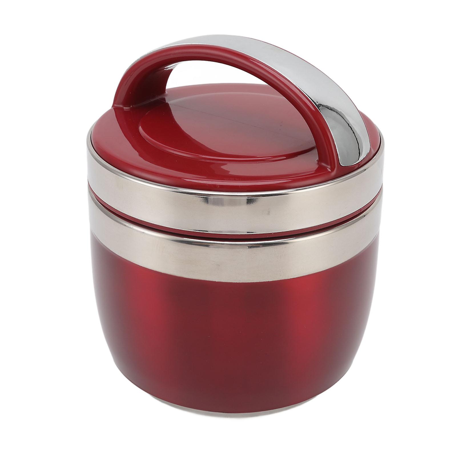 1.5L Vacuum Lunch Box 304 Stainless Steel Insulated Food Container Portable Bento Box for Student Office Worker Red