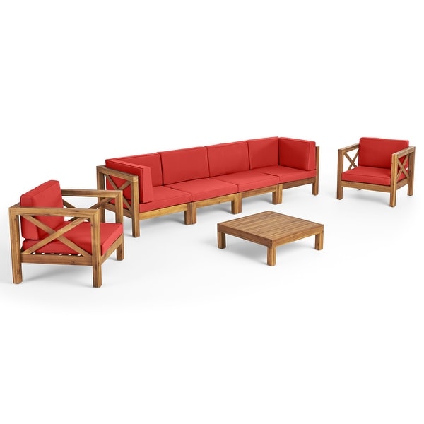 Brava Outdoor Acacia Wood 7piece Chat Set by Christopher Knight Home