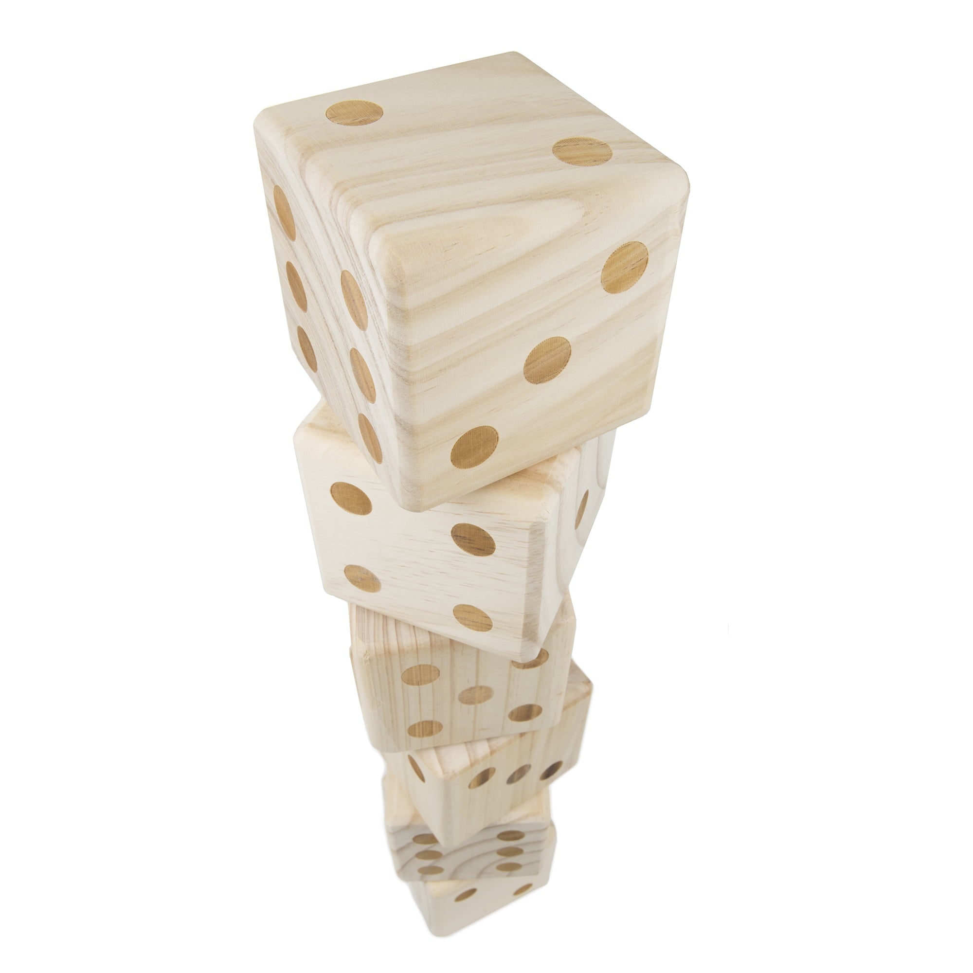 Giant Wooden Yard Dice Outdoor Lawn Game， 6 Playing Dice with Carrying Case for Kids and Adults by Hey! Play!